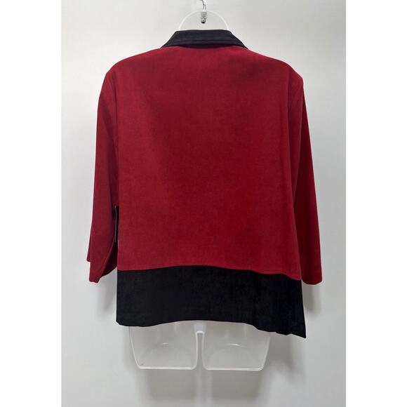 Fashion Bug - Rich Red Faux Sued Poly Cardigan Jacket - Women's Plus Size 16W - Picture 2 of 4